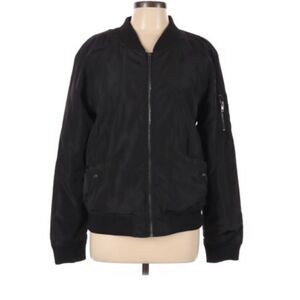 ASHLEY | Bomber Jacket Zip Front Black Size Large